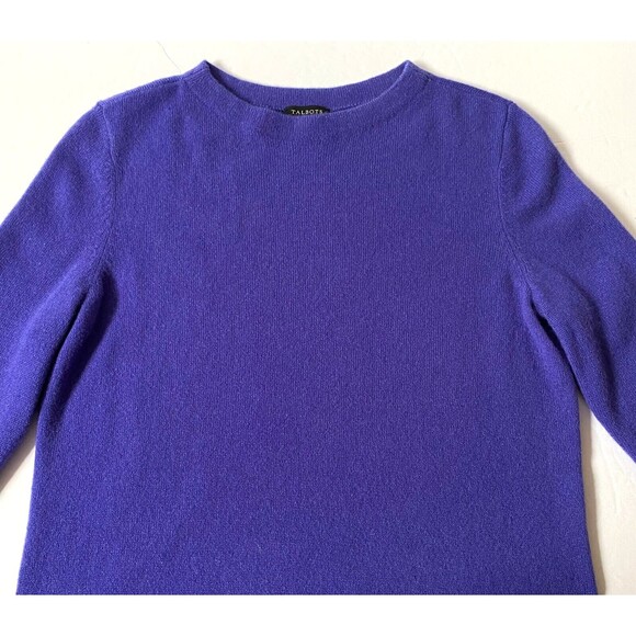Talbots Pure Cashmere Sweater Womens Size Small Dark Periwinkle 3/4 Sleeves - Picture 3 of 10